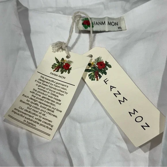 NWT Fanm Mon Larson Butterfly Embroidered Long Sleeve V Neckline Dress Size XL - Picture 7 of 14